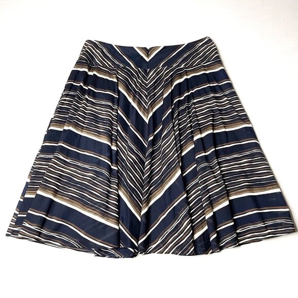 Talbots Flare Short Skirt Women’s Size 14 Brown Black Stripes Lined Lightweight - Picture 2 of 8